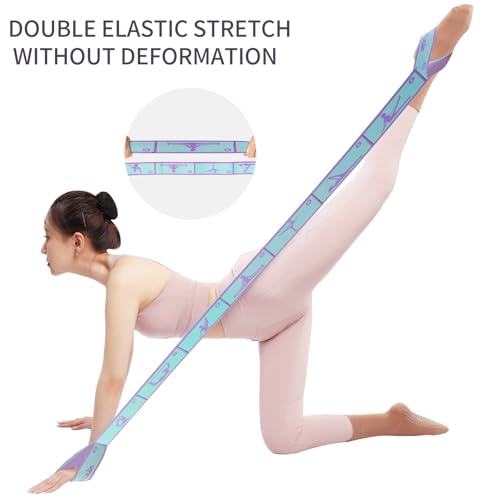 Adjustable 9 Loops Elastic Yoga Strap - Blue Stretch Band for Therapy, Pilates & Dance
