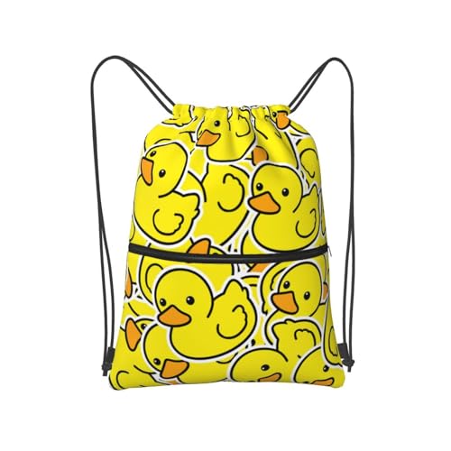 Qilerongrong Yellow Duck Waterproof Drawstring Gym Backpack for Women Men
