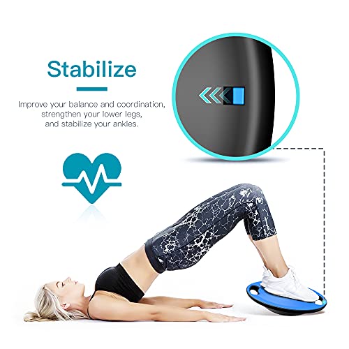 Wobble Exercise Balance Board - No-Skid, Portable Handle, Classic Blue