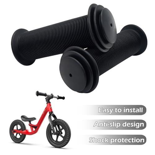 Non-Slip Soft Rubber Bike Handlebar Grips - Black, 2pcs