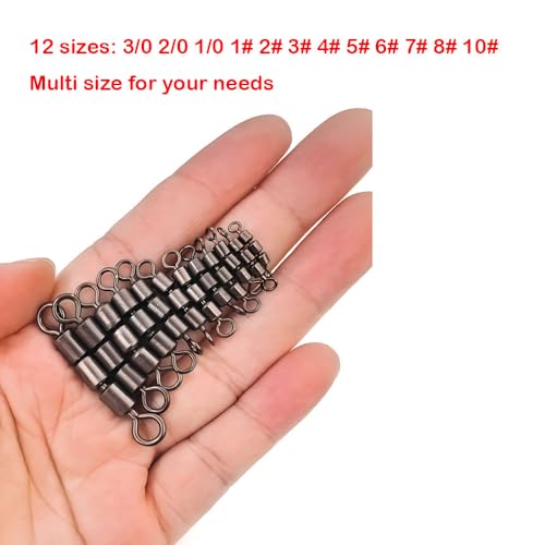 2/0-10pcs Stainless Steel 3 Roller Swivels Fishing Tackle Chain Connectors