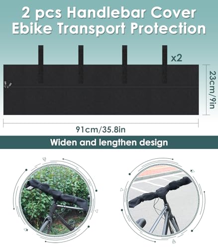2 Pcs Waterproof Handlebar Cover for E-Bike Transport Protection - Black, 35.8x9 Inches - CBHCARCAR CBT-003
