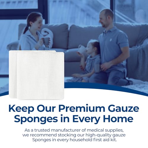 8-Ply Pure Cotton Gauze Sponges - 4x4 Inch, 200 Count