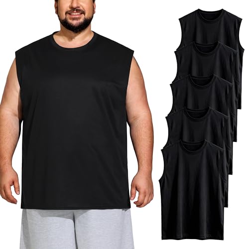 UEEKO Big & Tall Quick Dry Tank Top Pack 4X-Large Black (5 Pack) Moisture Wicking