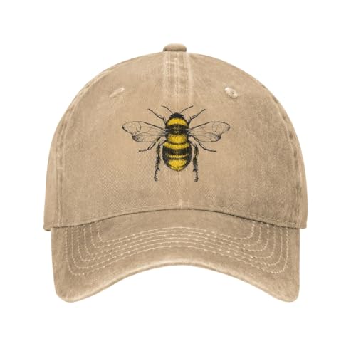 Funny Bees Baseball Cap for Women & Men Honey Bee Dad Hat Vintage Denim Adjustable Strapback