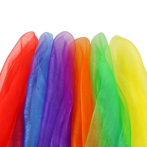 24-Inch Square Juggling Scarves for Dance and Magic Tricks - 6 Pack