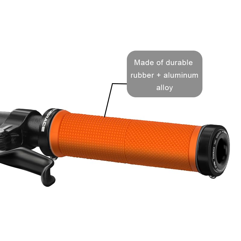 Orange Bike Handlebar Grips Dual-Lock Ergonomic Rubber MTB/BMX/Road Cycling