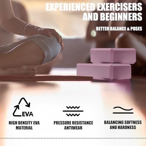 Yoga Blocks - 2 Pcs Foam Blocks for Meditation & Stretching - Pink