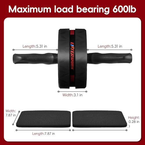 Ab Roller Wheel for Core Strength Training - Red with Knee Pads