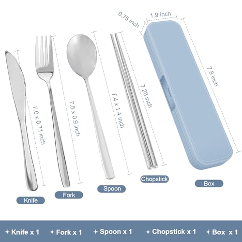 5-Piece Stainless Steel Travel Utensils Set with Storage Case