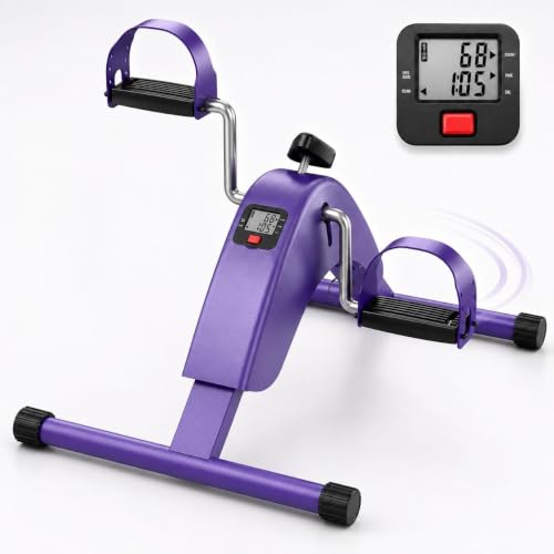 Under Desk Bike Pedal Exerciser - Compact Mini Exercise Bike - Purple