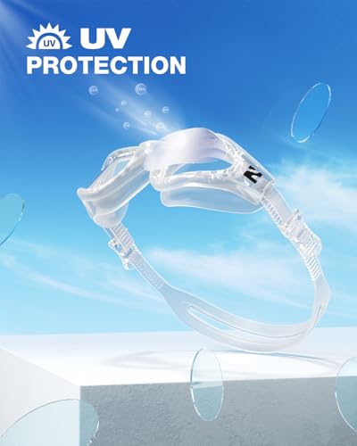 ZIONOR G1 Air Swim Goggles Adult Mirrored & Clear Frame, Clear Lens - A3