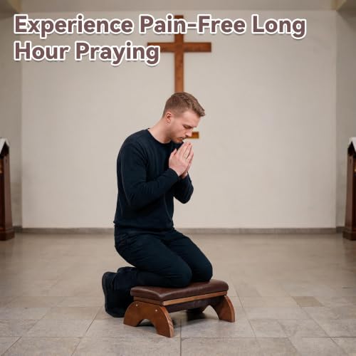 Prayer Kneeling Bench with Thick Cushion - Comfy Meditation Stool