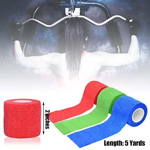 Self Adhesive Bandage Wrap - 6 Pack, 2 Inch x 5 Yards, Mixed Colors