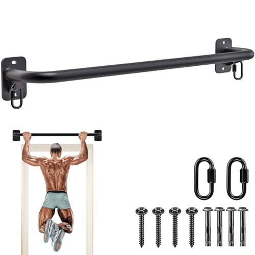 Heavy Duty 36" Wall Mount Pull Up Bar - Black, 500 lb Capacity