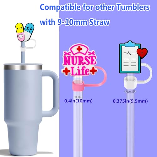 Nurse Straw Toppers for Stanley Cups - 12pcs Reusable Covers