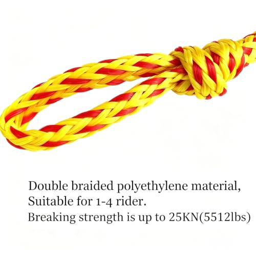 DockMoor Towable Tube Rope Connector 1in Hole, 6000lb, Yellow & Red 2-Pack
