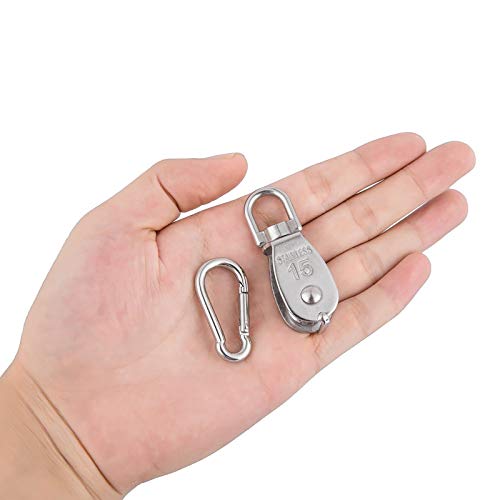 304 Stainless Steel M15 Single Swivel Pulley Blocks - 2 Pack