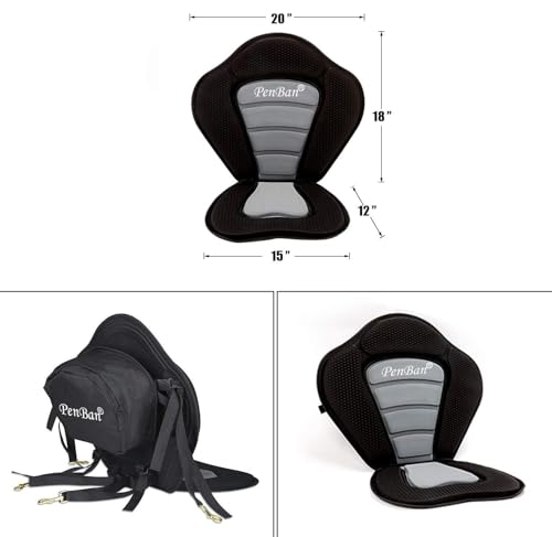 Deluxe Kayak Seat Cushion with Storage Bag - Black/Gray