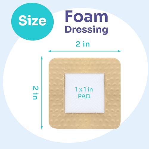 2" x 2" Silicone Foam Dressings - Large Bandages, 10 Pack