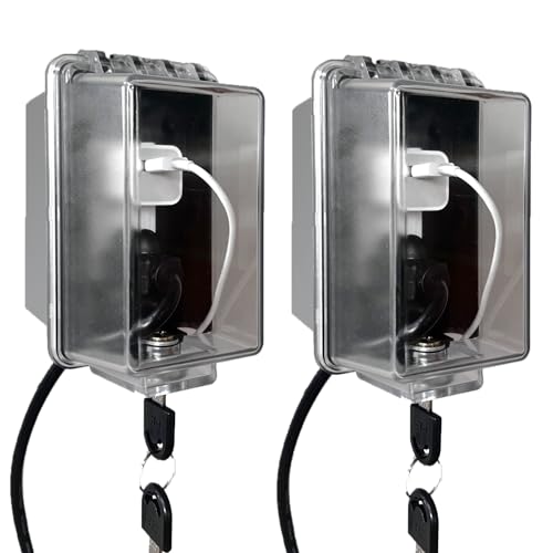Baby Safety Dual Outlet Cover Box-Key Lock for Much Better Toddler Proofing,Easier Operation, Simple 4 Step Install with Included Screws,Provides Extra Space Inside for Plugs,Adapters(2Pack)