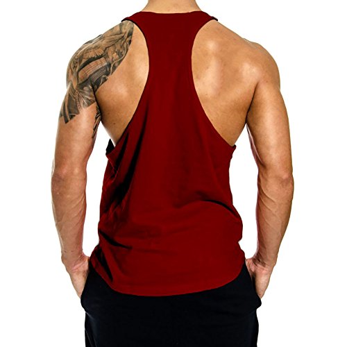 GYMLEADER Men's X-Large Wine Red Workout Tank Top for Gym & Muscle Training