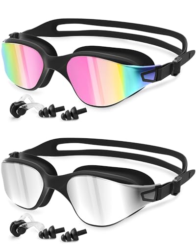 Swimming Goggles 2 Pack - Anti Fog UV Protection - Silver & Rose