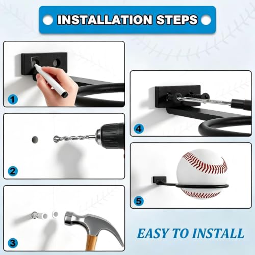 Baseball Wall Mount Display Holder - 1 Pack Black