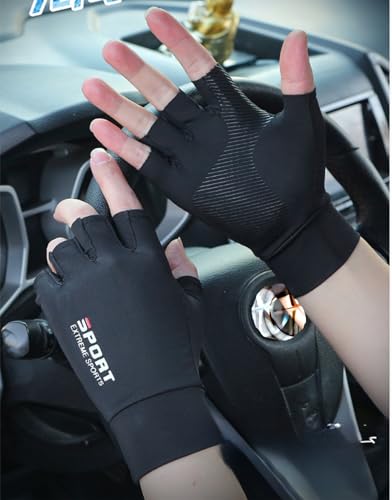 UV Protection Fingerless Fishing Gloves - Breathable Non-Slip Black