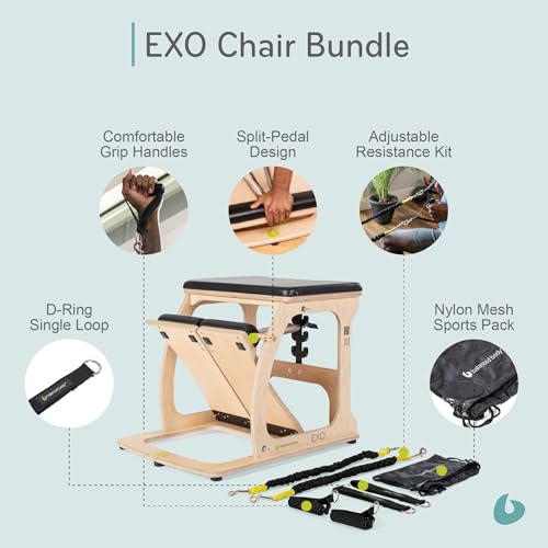 EXO Pilates Chair Bundle - Includes Resistance Bands & Handles