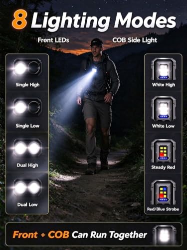 Vefhby 2-Pack Mini Magnetic LED Running & Work Lights with Arm Band & Magnetic Base - Variation 2
