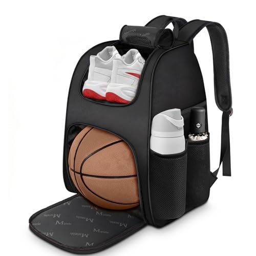 MATEIN Black Basketball Bag with Ball Holder & Shoe Compartment - Sports Backpack