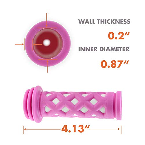 Kids Bike Handlebar Grips - Soft TPR with Pink Streamers, 4.13"