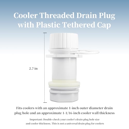 Threaded Drain Plug with Plastic Tethered Cap for Cooler,Compatible