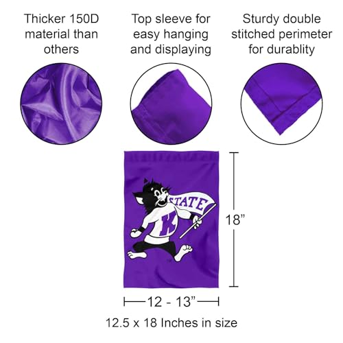 Kansas State Vintage Logo Garden Flag – 13x18, Double-Sided Poly