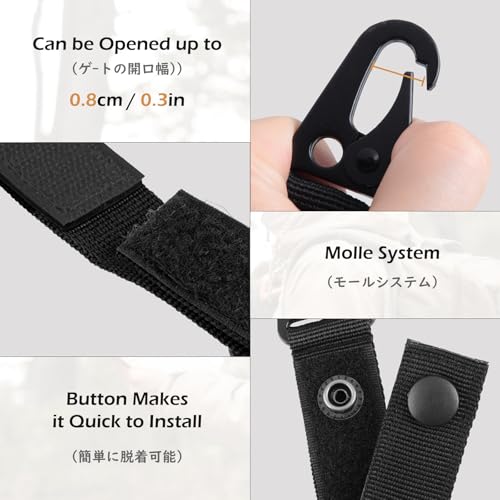 Heavy Duty Keychain Clips - 2 pcs Black Molle Sling Hooks
