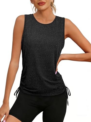 Women's Workout Tank Top - Pilates Gym Summer Clothes, Large - Black