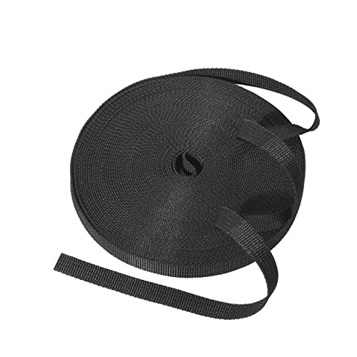 Heavy Duty Nylon Webbing Straps - Black 3/8 Inch, 12 Yards