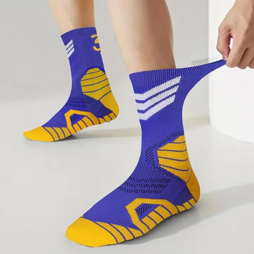 Basketball Socks - Compression Cushion Team Number Socks - Blue/White-30