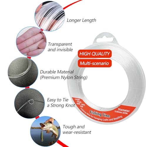 Clear Nylon Monofilament Fishing Line - 0.45mm 985ft Invisible Crafting Wire