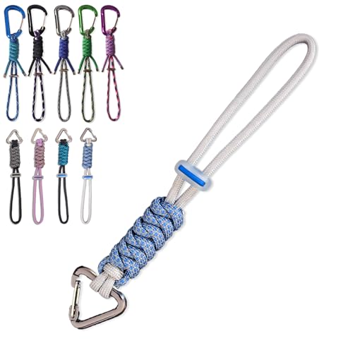 Paracord Keychain with Carabiner Clip - Triangle - T-Blue