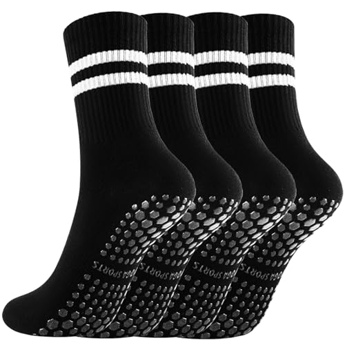 Non-Slip Yoga Grip Socks for Men & Women - 2 Pairs Black