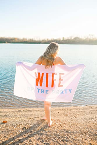 Bride of The Party Pink & Blue Beach Towel for Bachelorette & Pool Parties