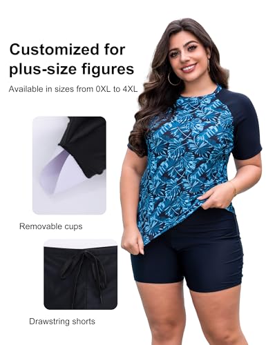 Tralilbee Plus Size Two-Piece Swimsuit with Shorts - 2X / Color508