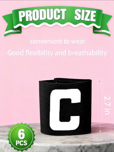 Captain's Armbands for Soccer & Rugby - Pack of 6 Black