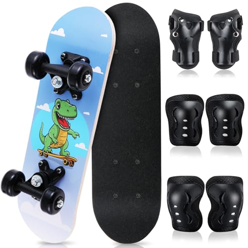 Kids Skateboard Set with Protective Gear - Tyrannosaurus Design