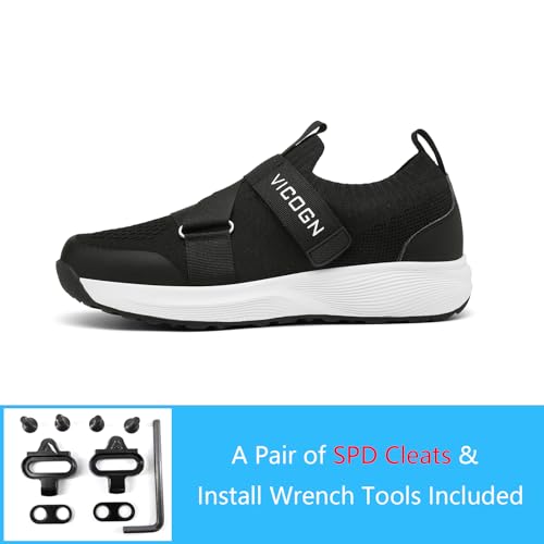 Indoor Cycling Shoes for Men & Women - SPD Compatible, Walkable - Black 9 Women/7.5 Men