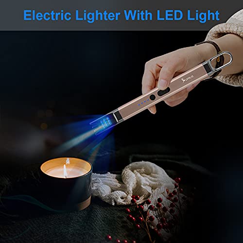 Electric Arc Lighter - Windproof Flameless USB Rechargeable - Champagne Gold