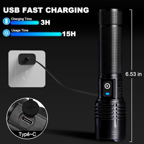 Lylting Rechargeable 99,000 Lumens LED Flashlight 3-Pack, Waterproof, 5 Modes for Camping Emergency Home