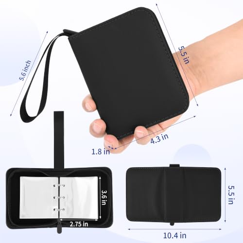Dark Black Pocket Card Binder with Zipper - 100 Card Mini Album for TCG & Sports Cards